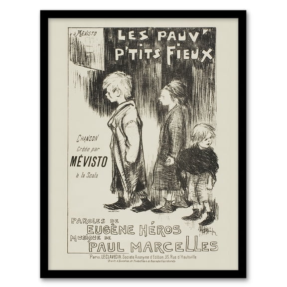 Poor Little Things Poster Sketch Steinlen Framed Wall Art Print 12X16"