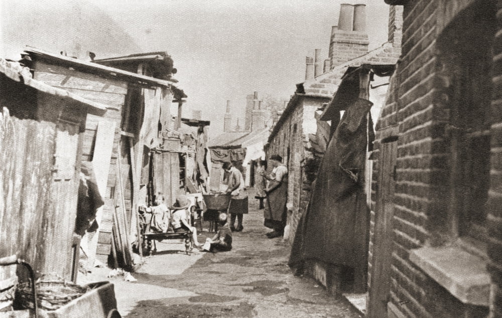 Poor Tenements In England During The 1930s From The Story Of Seventy Momentous Years Published By Odhams Press 1937 Canvas Art - Ken Welsh Design Pics (36 x 22)