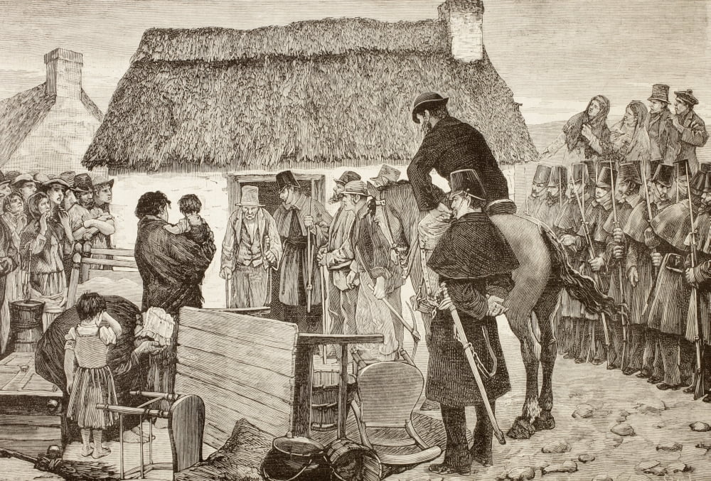Poor Tennants Being Evicted From Their Home During The Irish National Land League Crisis From La Ilustracion Espaola Y Americana Of 1881 Canvas Art - Ken Welsh Design Pics (34 x 24)