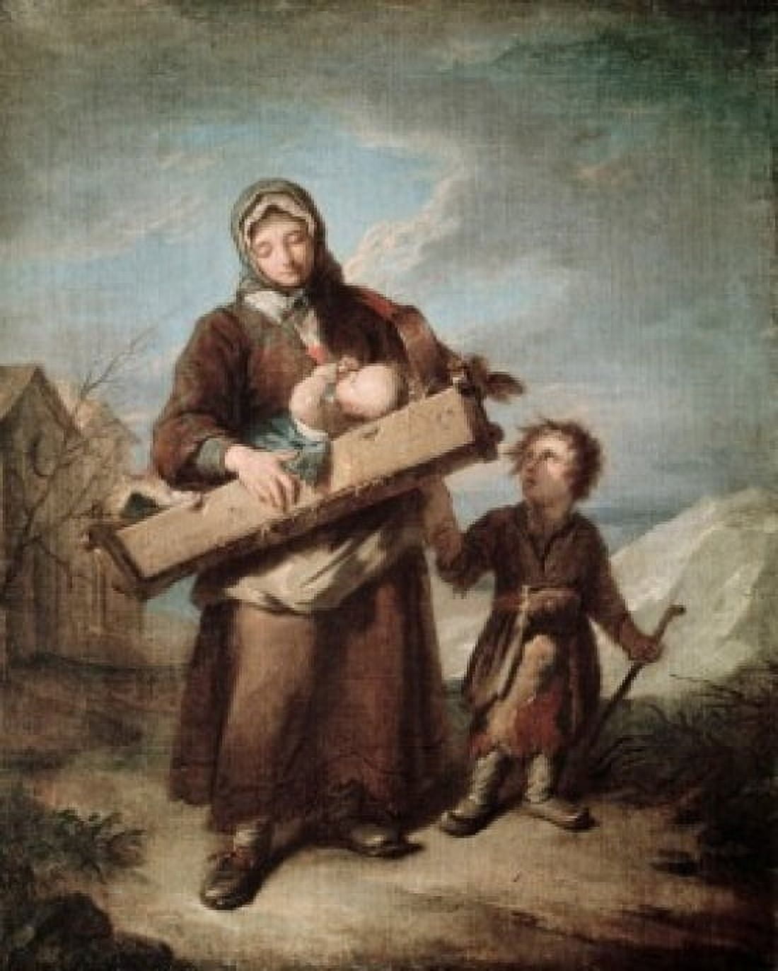 The Poor Woman with her Children Jacques Dumont (1701-1781French) Oil on Canvas Pushkin Museum of Fine Arts Russia Canvas Art - Jacques Dumont (18 x 24)