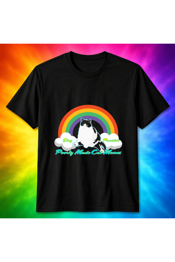 Poorly Made Cat Memes Rainbow Cat T-Shirt, for men & women, S-5XL
