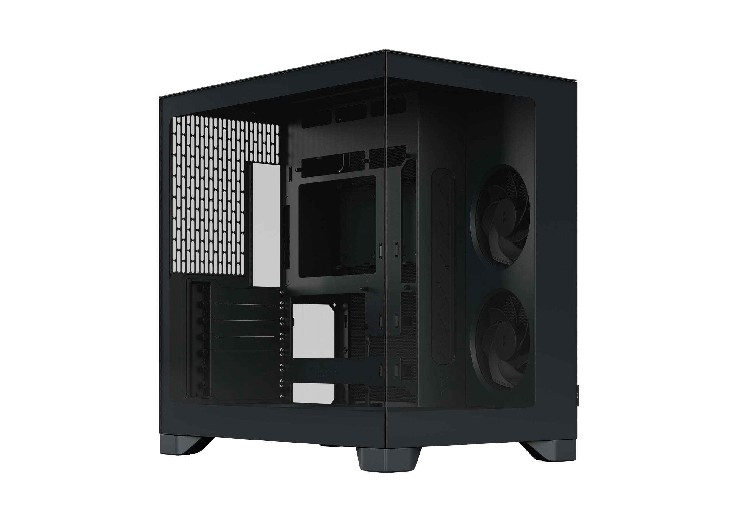 Pop 2 Vision Panoramic Glass Black E-ATX Dual-Chamber PC Gaming Case with Front and Side TG Panels Mid Tower PC Case