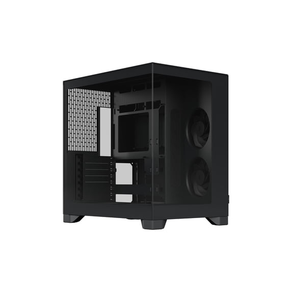 Pop 2 Vision Panoramic Glass Black E-ATX Dual-Chamber PC Gaming Case with Front and Side TG Panels Mid Tower PC Case