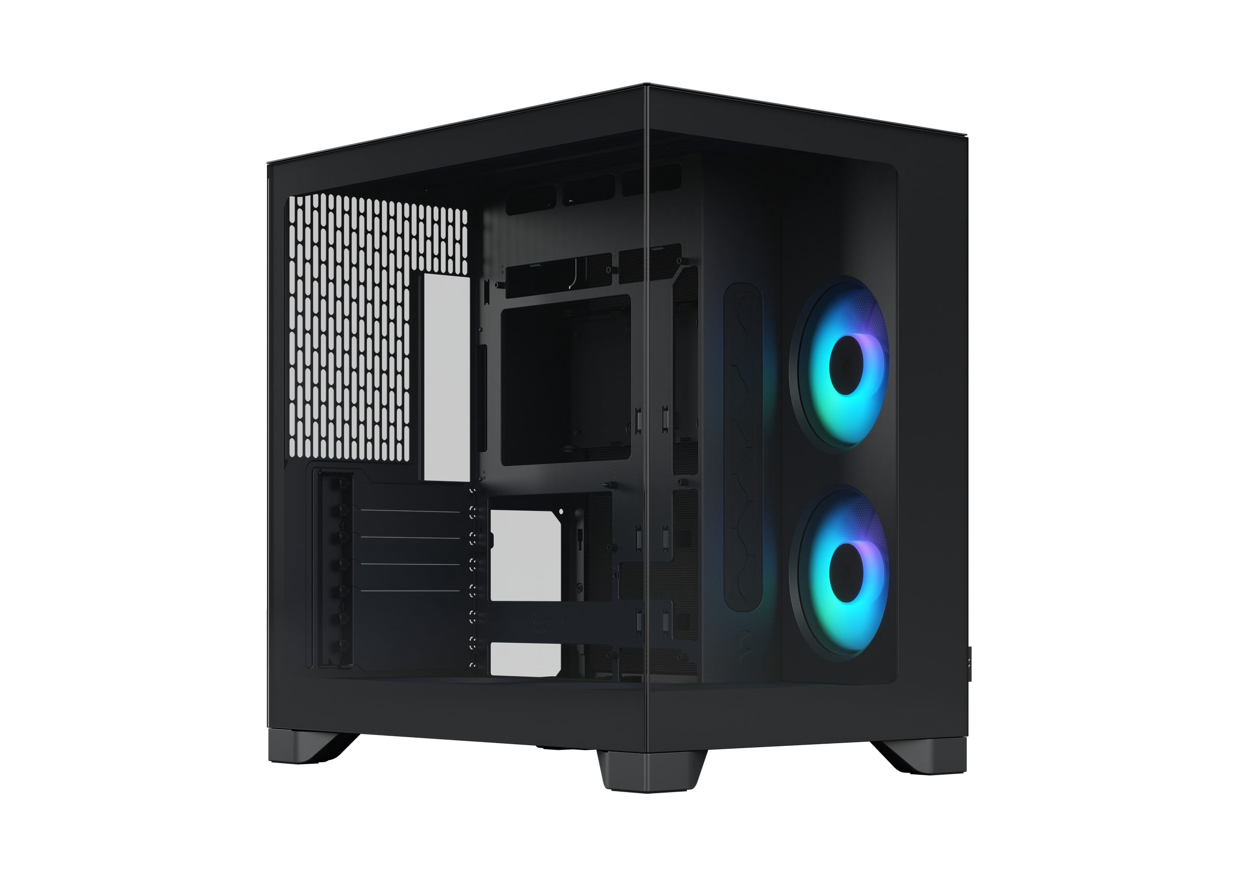 Pop 2 Vision Panoramic Glass Black RGB E-ATX Dual-Chamber PC Gaming Case with Front and Side TG Panels Mid Tower PC Case