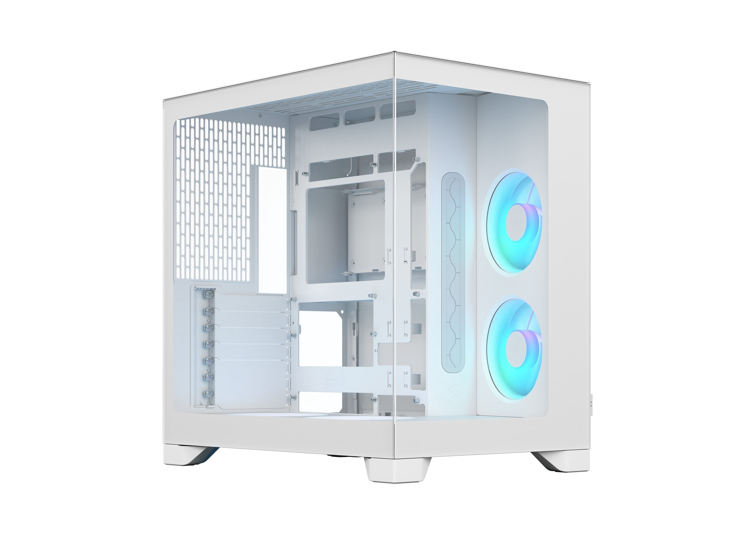 Pop 2 Vision Panoramic Glass White RGB E-ATX Dual-Chamber PC Gaming Case with Front and Side TG Panels Mid Tower PC Case