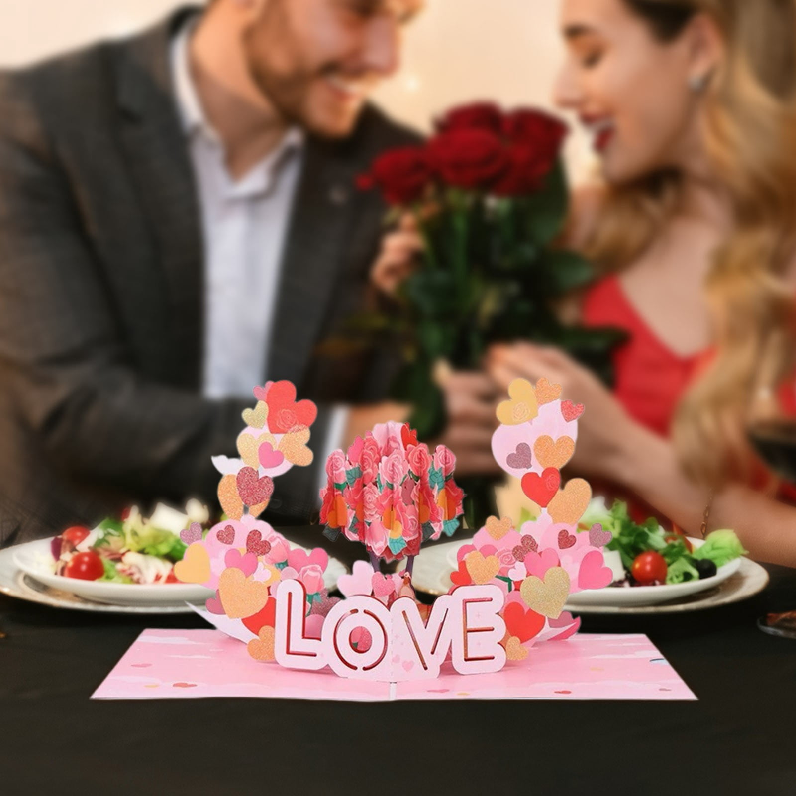 Pop Up 3D Love Greeting Card with Roses and Heart Design, Valentines ...