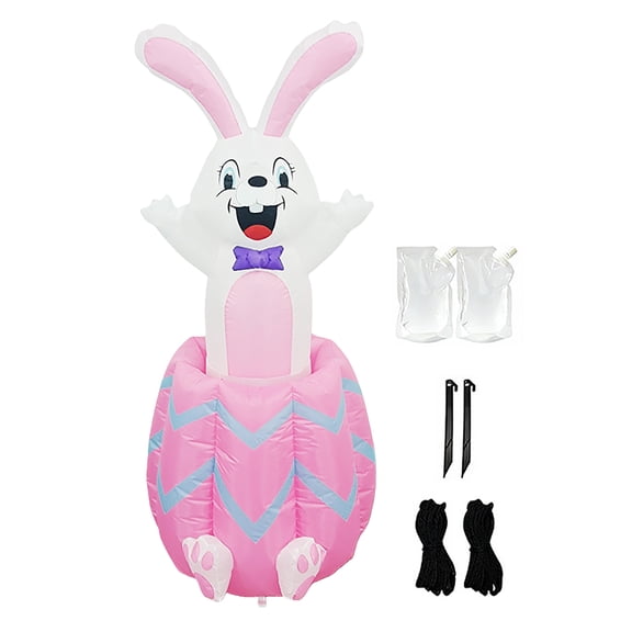 [ Pop Up and Down ] 6FT Tall Easter Inflatables Bunny Popping Out of Egg Outdoor Decoration, Blow Up Bunny Inflatables Built-in 4 LEDs for Easter Outdoor Indoor Yard Garden Lawn Decor