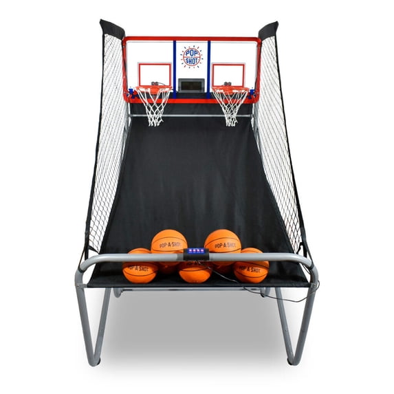 Pop-A-Shot Dual Shot Basketball Arcade Game Weather Resistant 16 Games Updated Ramp Improved Steel Frame