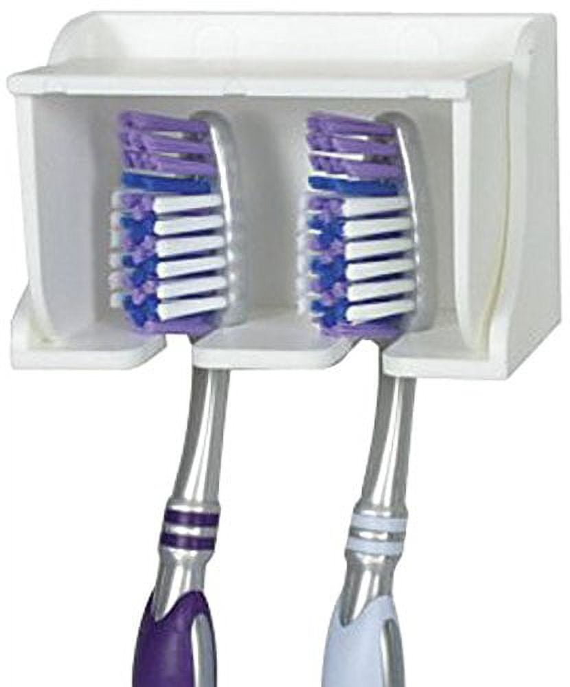 White Durable 2-Brush Toothbrush Holder with Automatic Cover