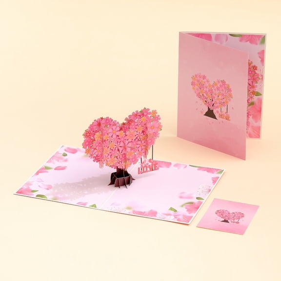 Pop Up Anniversary Card, 3D Love Tree Hearts Couple Wedding Card for Her, Wife, Husband, Him, Couple; Ideal Gift for Wedding, Romantic Birthday, Anniversary, Valentines, Mothers Day, 5.9" x 7.87"