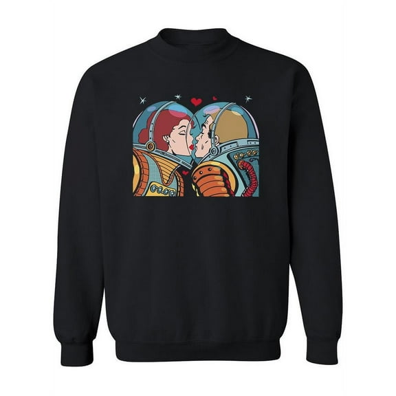 Pop Art Astronauts Kissing Sweatshirt Women -Image by Shutterstock, Female Medium
