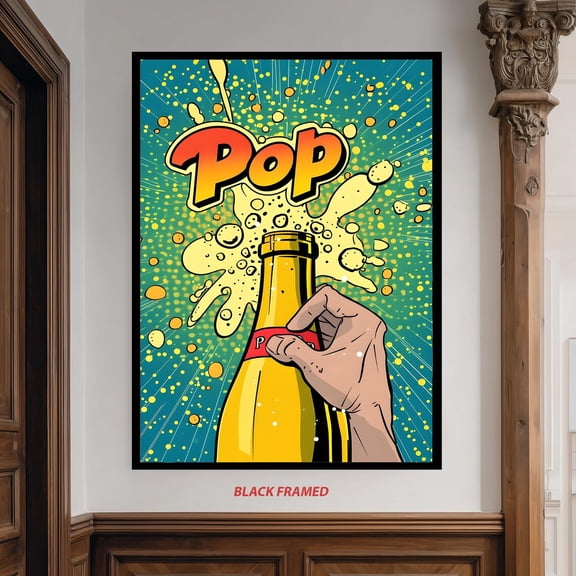 Pop Art Bottle Print, Retro Comic Book Kitchen Decor, Unframed Paper Poster 24x36in