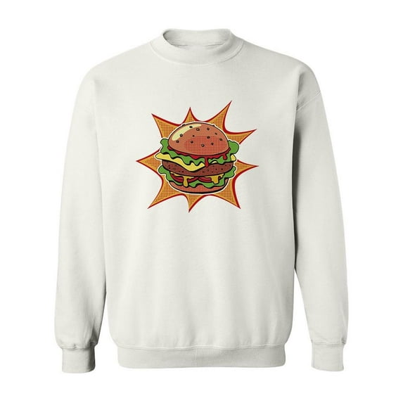 Pop Art Burger Design Sweatshirt Men -Image by Shutterstock, Male 3X-Large