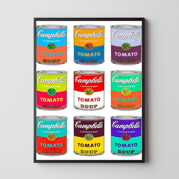 Pop Art Campbell’s Tomato Soup Cans Print in Andy Warhol Style | Colorful Retro Wall Art for Kitchen, Cafe or Art-Inspired Spaces, Unframed Paper Poster 8x10in