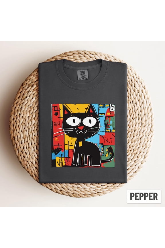 Pop Art Cat Shirt Cat Graphic Tee Graffiti Style Pet Lover Aesthetic Top Comfort Colors Unisex Cotton T-Shirt, Size S-3XL