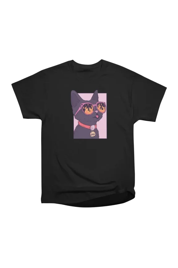 Pop Art Cat Watching the World Burn T-Shirt Tee Gift For Him Merch For Her Apparel For Fri