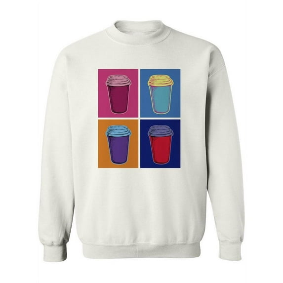 Pop Art Coffee Cups Sweatshirt Women -Image by Shutterstock, Female 3X-Large
