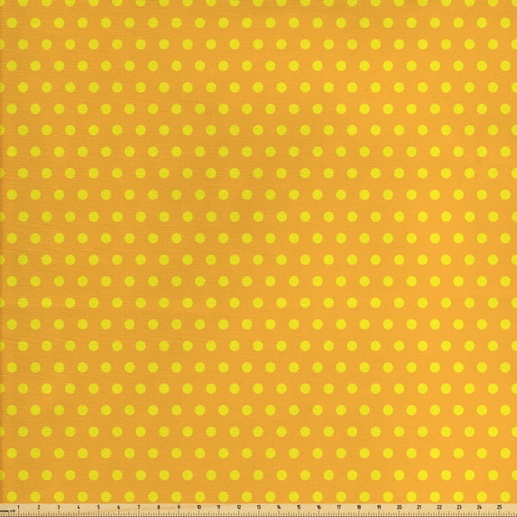Ambesonne Retro Fabric by the Yard Upholstery, Vintage Dots Marigold, 3 Yards, Marigold and Yellow