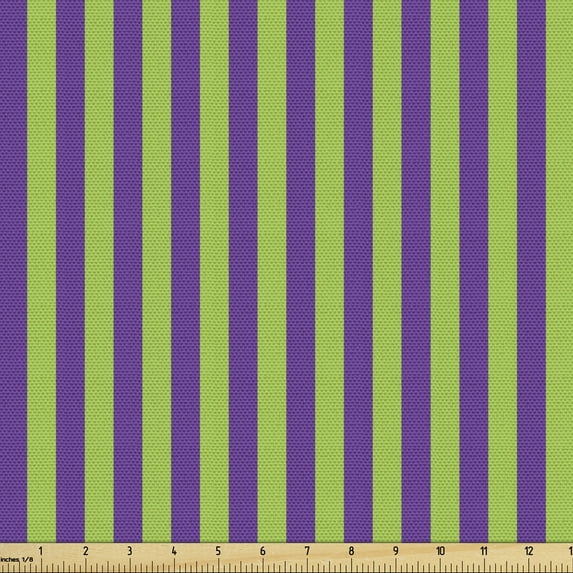 Ambesonne Vintage Fabric by the Yard Upholstery, Blue Green Bold Stripes, 1 Yard, Royal Blue Lime Green