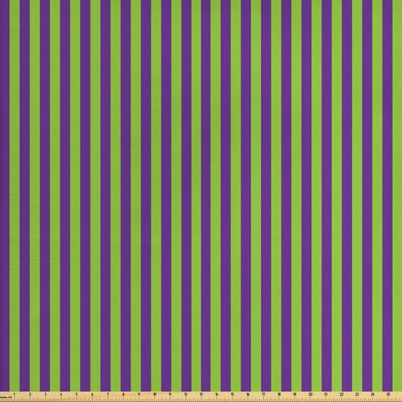 Ambesonne Vintage Fabric by the Yard Upholstery, Blue Green Bold Stripes, 5 Yards, Royal Blue Lime Green