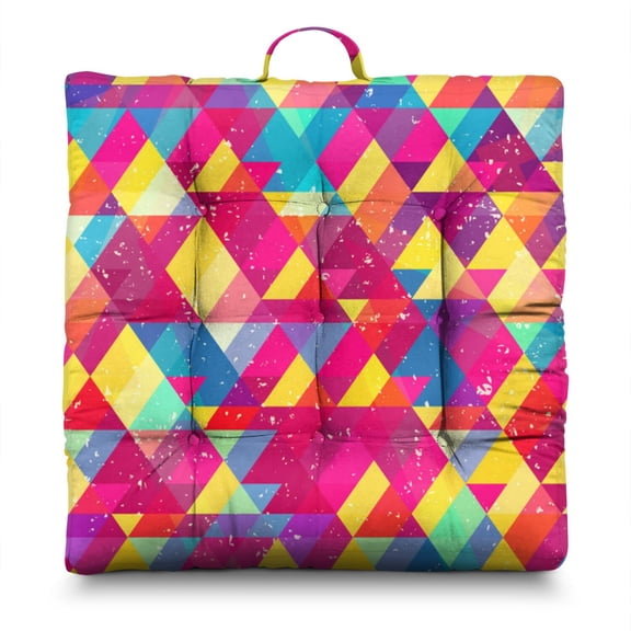 Pop Art Floor Pillow for Adults - Fashionable Thick Meditation Cushion with Full PP Cotton Filling - Supports Cross-Legged Sitting & Lounging