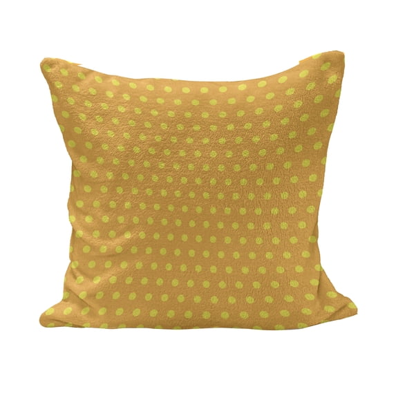 Pop Art Fluffy Throw Pillow Cushion Cover, Vintage Retro 50s 60s Image with Polka Dots Pattern Design Print, Decorative Square Accent Pillow Case, 26" x 26", Marigold and Yellow, by Ambesonne