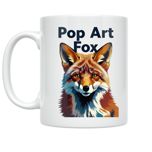 Pop Art Fox Portrait - Wildlife Enthusiast - 11 oz Ceramic Coffee Mug