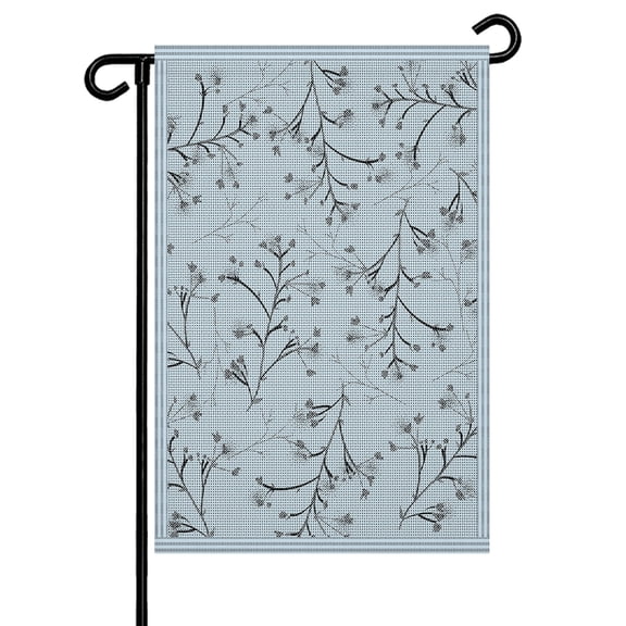 Pop Art Garden Flag 12x18 Inch Botanical Flowers Black Lines Blue Stripes Double Sided Small Decorative Garden Flags for Outside, Outdoor Yard Porch Lawn Decoration