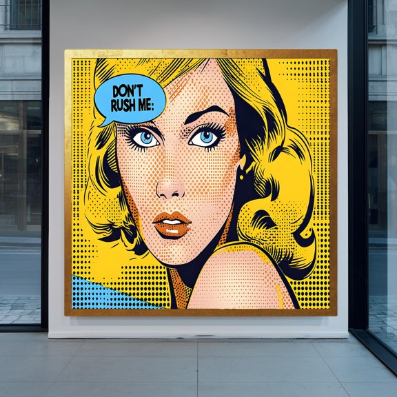 Pop Art Girl Retro Comic Book Style Portrait Print, Unframed Canvas 12x16in