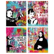 Pop Art Graffiti Wall Art Prints 8x10 Inch Unframed Posters, Street Art Iconic Celebrity Poster, Colorful Modern Hip Hop Room decor Teen Bedroom, Set of 4