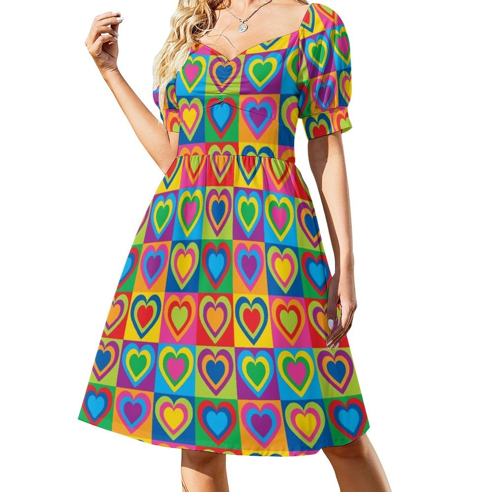 Pop art hearts sleeveless dress dress korean style dresses for special