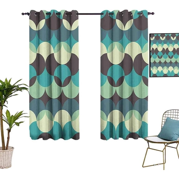 Pop Art Interlace Circles Blackout Curtains, Human Group Digital Printed Drapes, Window Curtains, Thermal Insulated Drapes Darkening Window Curtain for Bedroom Living Room 26"W x 45"L (Pack of 2)