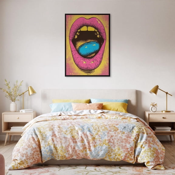 Pop Art Lips Wall Bold Pill Mouth With Retro Comic Style Funky Graphic Decor Modern Home Or Lover Design1 Unframed Paper Print