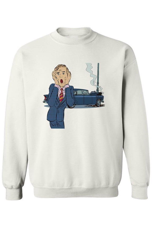 Pop Art Man In Panic Sweatshirt Men -Image by Shutterstock, Male Large