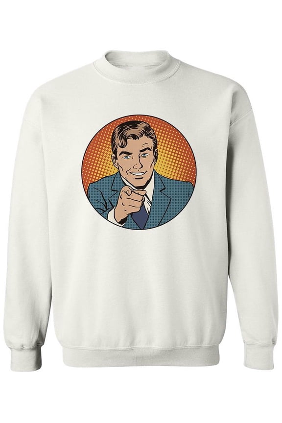 Pop Art Man Pointing Finger Sweatshirt Men -Image by Shutterstock, Male x-Large