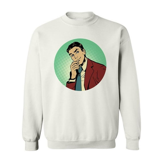 Pop Art Man Retro Sweatshirt Men -Image by Shutterstock, Male Small