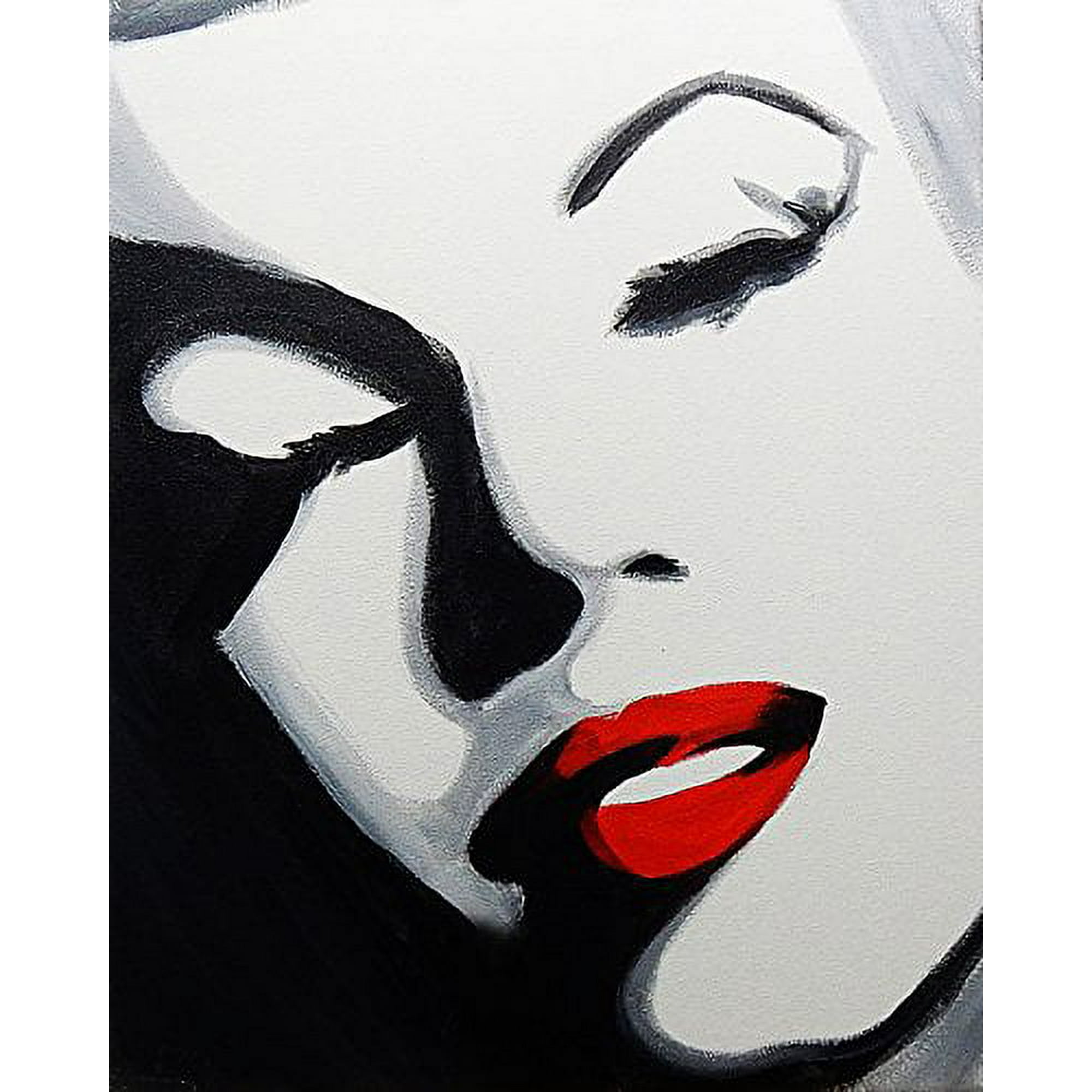 marilyn monroe poster black and white with red lips
