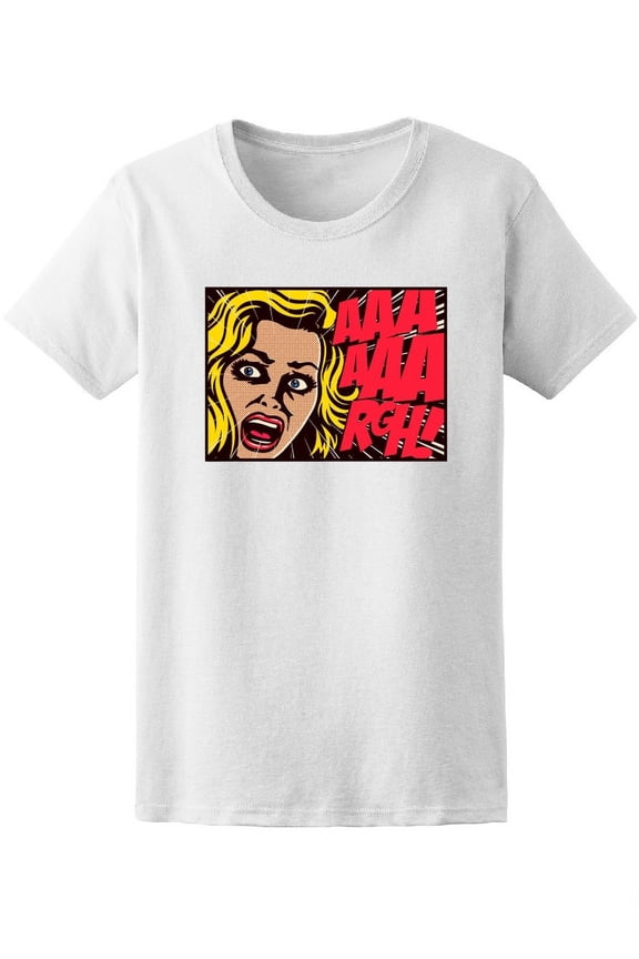 Pop Art Panic Screaming Woman T-Shirt Women -Image by Shutterstock, Female Medium