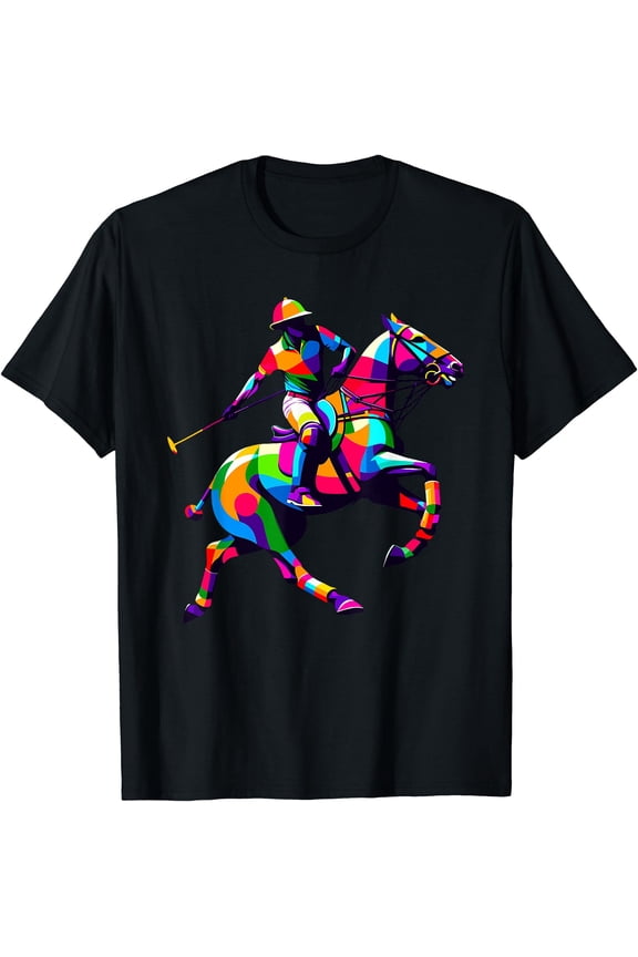 Pop Art Polo Horseback Riding Horses Equestrian Horse T-Shirt, Unisex T-Shirt