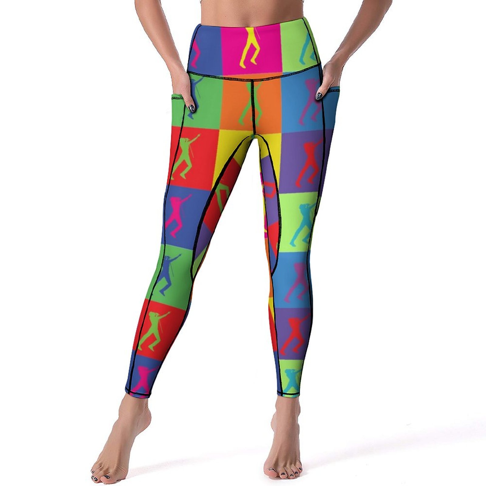 1600px x 1600px - Pop Art Print Yoga Pants Pockets Neon Pink Trendy 80s Leggings Sexy Push Up Funny  Yoga Sports Tights Stretch Workout Leggins - Walmart.com