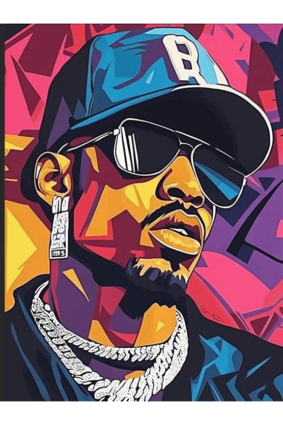 Pop Art Rapper Decorative Painting/Canvas ArtPerfect for Living Room Bedroom Office Music Studio or Home Theater Wall Artand More Adds a touch of urban edge to any space.