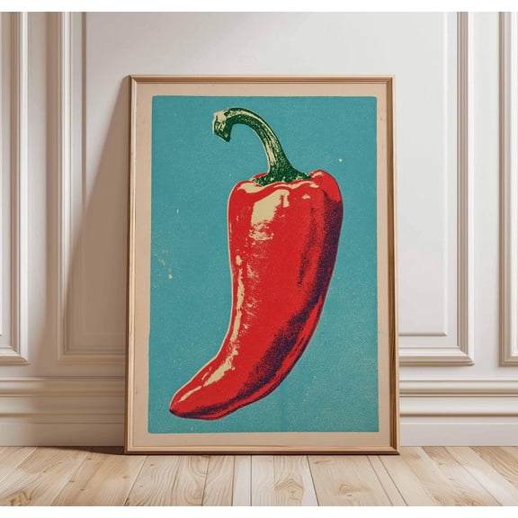 Pop Art Red Chili Pepper Poster, Unframed Paper Poster 8x10in