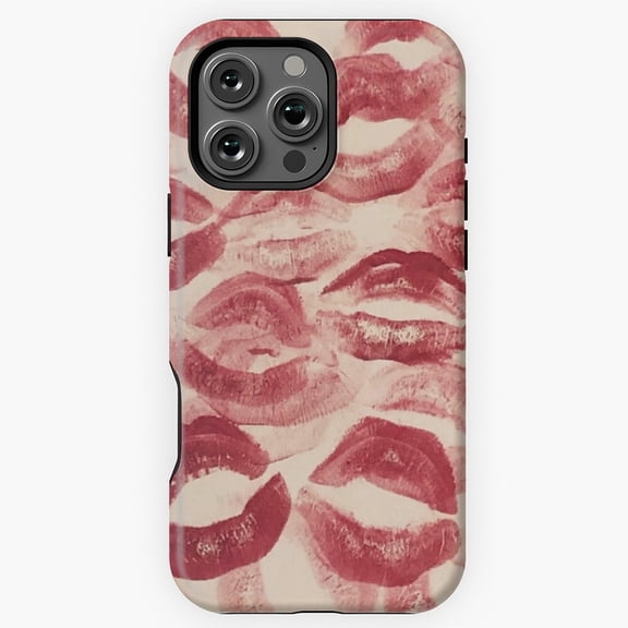 Pop Art Red Kisses Lips Romantic Makeup Pucker Smooch iPhone 11 12 13 14 15 16 17 Pro Max Case