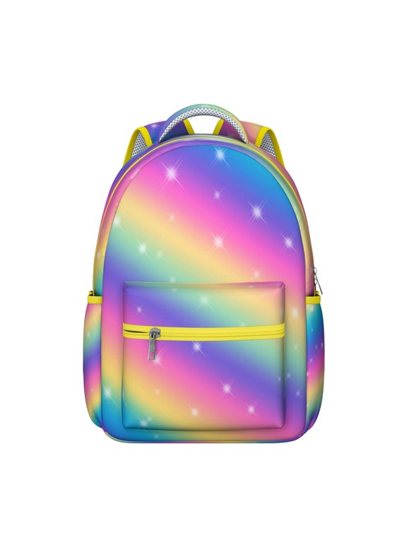School Backpack Colorful Graffiti Art, Rainbow Gradient, and Chic Abstract Design Trendy Students Bag
