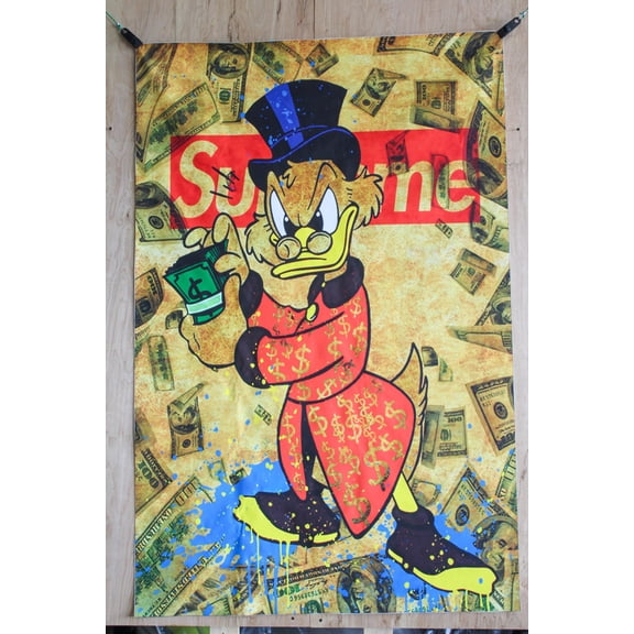 Nifao Pop Art Scrooge McDuck Supreme Money Street Style Canvas Painting, Wall Art, 46"L x 71"W