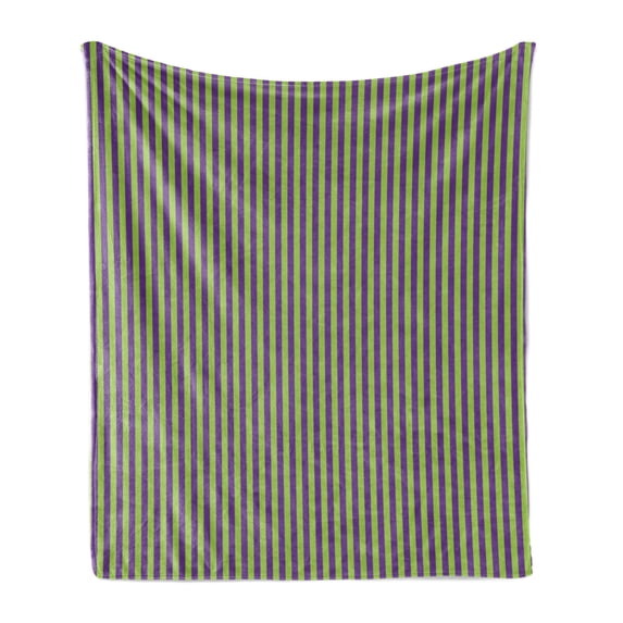 Pop Art Soft Flannel Fleece Throw Blanket, Vintage Retro 50s Style Bold Stripes Vibrant Unusual Colors Image, Cozy Plush for Indoor and Outdoor Use, 50" x 60", Royal Blue Lime Green, by Ambesonne