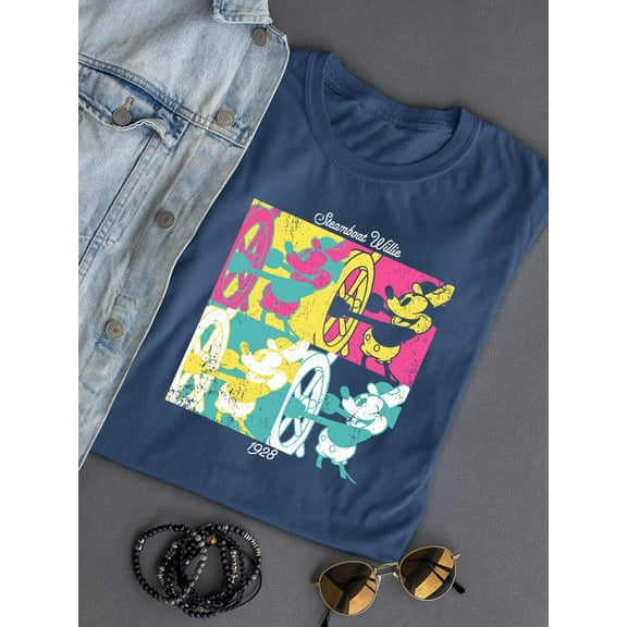 Pop Art Steamboat Willie T-shirt Color Women's -SmartPrintsInk Designs