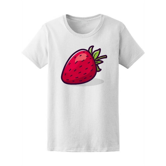 Pop Art Strawberry Green Leaves T-Shirt Women -Image by Shutterstock, Female XX-Large