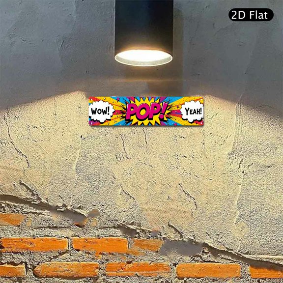 Pop Art Style Aluminum Sign 4x16 Inch Comic Book Design Metal Wall Decor 1pc for Home Office Bar Room Decoration