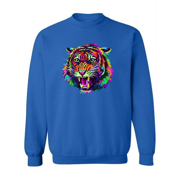Pop Art Tiger Head Sweatshirt Women -Image by Shutterstock, Female Medium